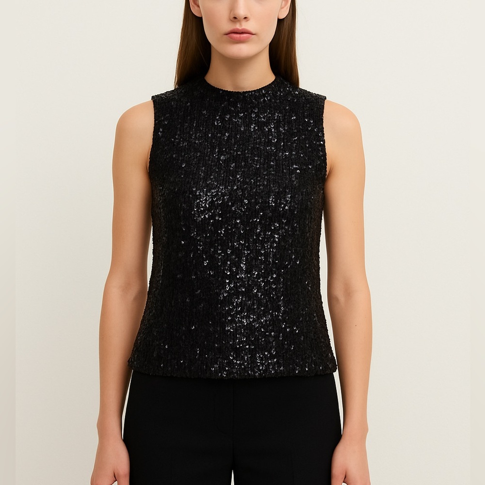 Calvin Klein Black Sequined Sleeveless Top New Small
Sparkle Night Out